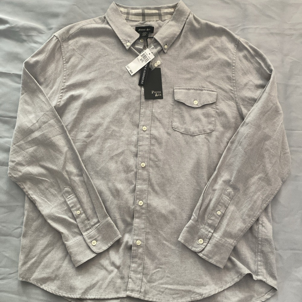Porter + Ash Mens Button Down Long Sleeve Shirt NWT XXL 95% Cotton 5% Cashmere